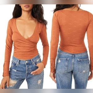 Free People Penny Plunge Neck Stretch Cotton Top